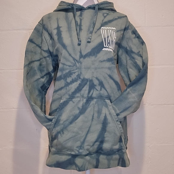 Vans Tie Dye Hooded Sweatshirt Unisex Small Green Logo Hoodie Skate Street. - Picture 1 of 11